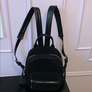 Mini Corduroy Black Backpack